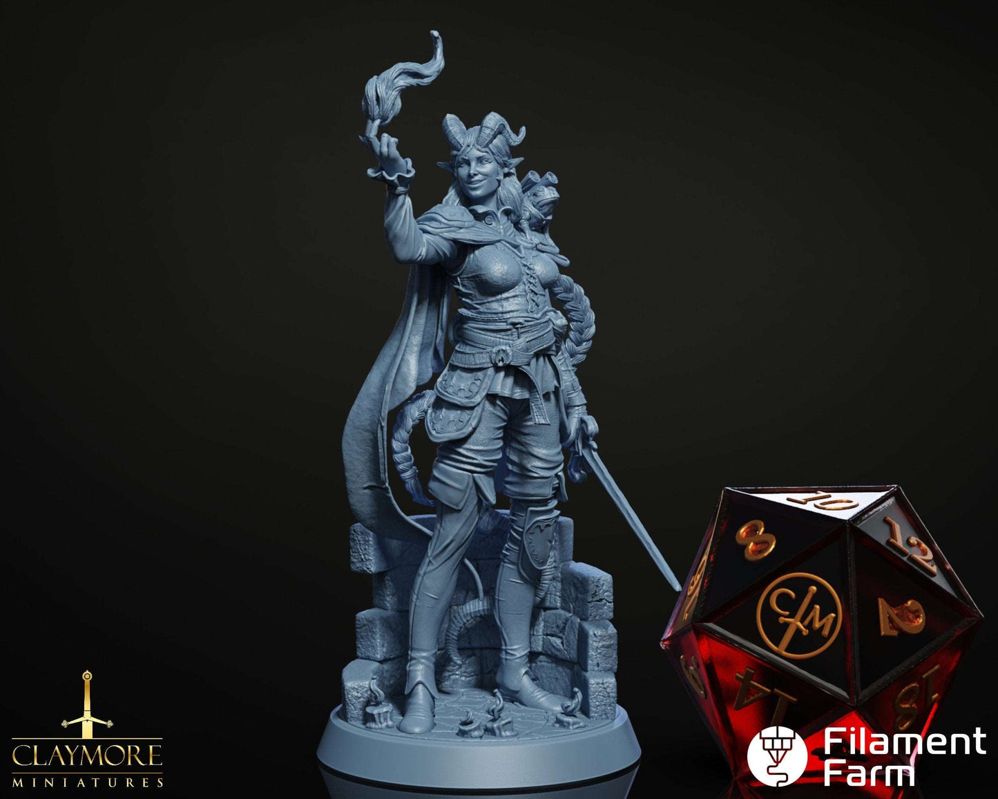 Marissa, The Light - Tiefling Sorcerer/Warlock/Wizard - Asylum of Nightmares - Highly Detailed Resin 8k 3D Printed Miniature