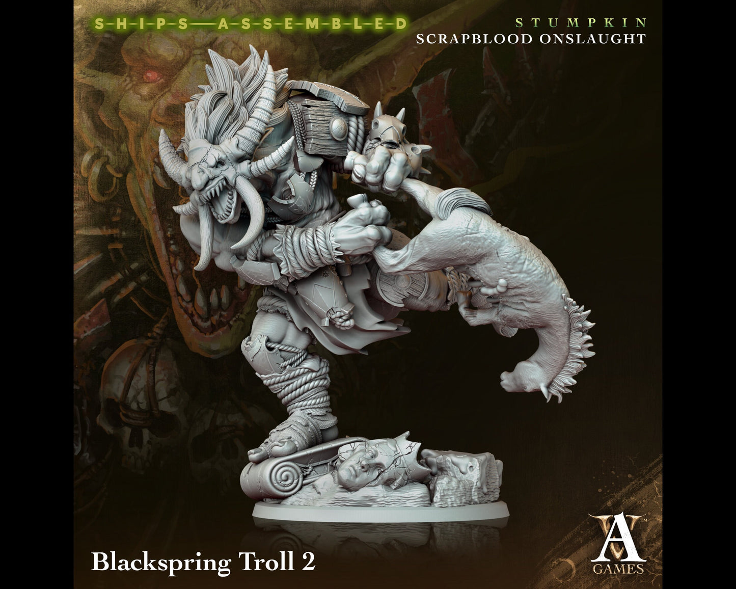 Blackspring Troll 2 - Scrapblood Onslaught - Highly Detailed Resin 8k 3D Printed Miniature