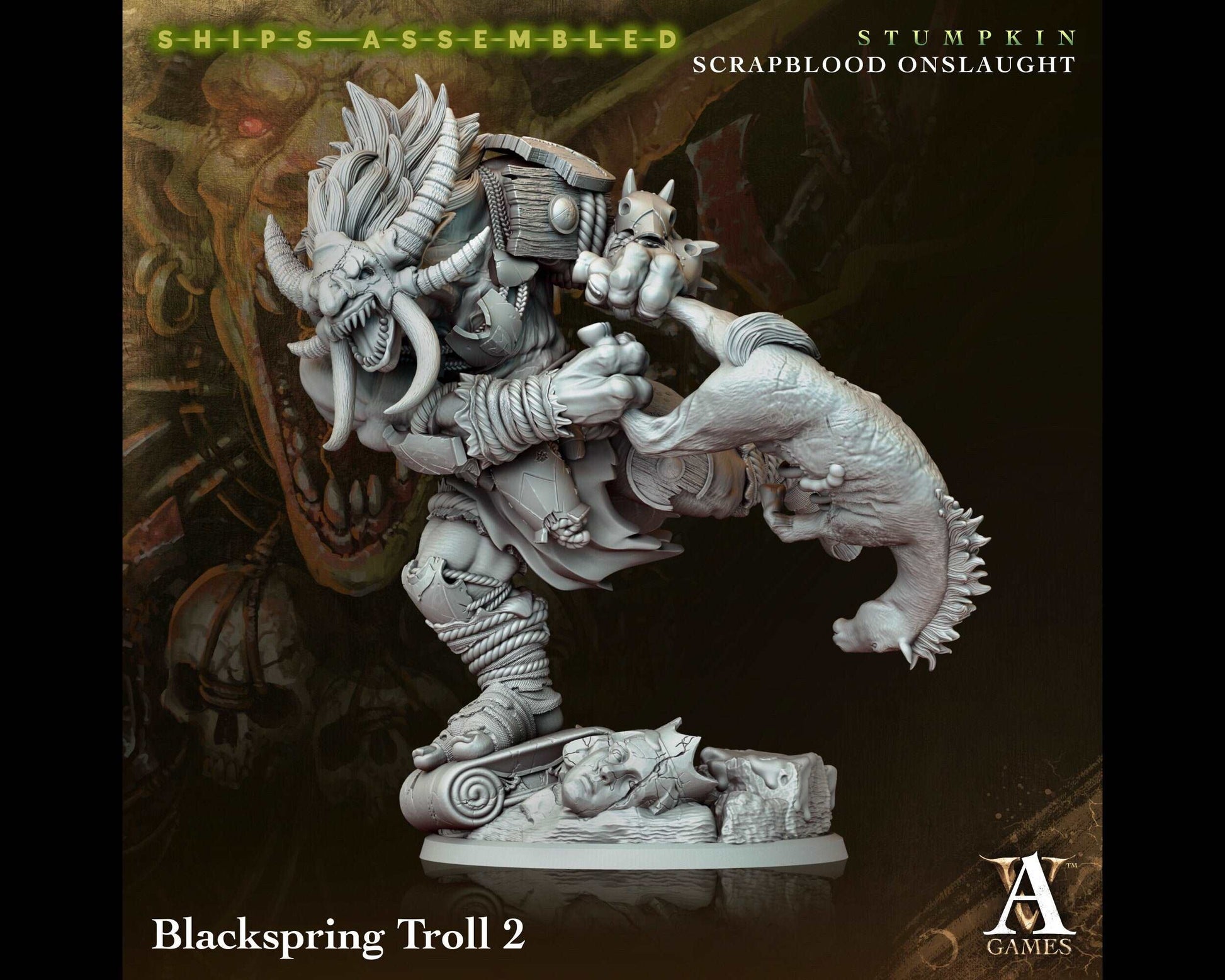 Blackspring Troll 2 - Scrapblood Onslaught - Highly Detailed Resin 8k 3D Printed Miniature