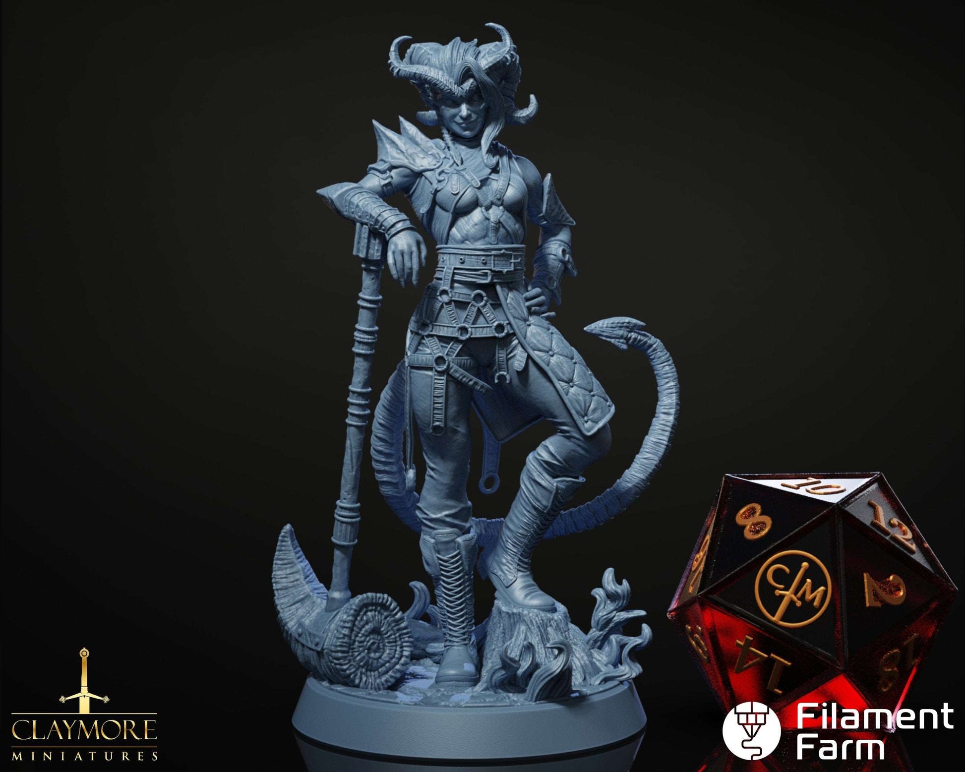 Ashara Emberfury - Tiefling - Barbarian/Fighter - Hordes at the Gates - Highly Detailed Resin 8k 3D Printed Miniature