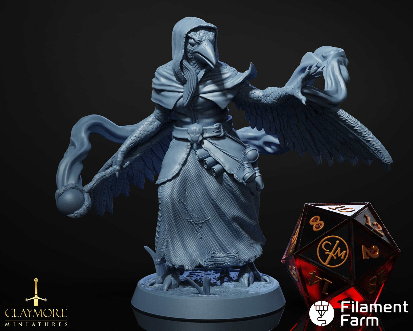 Kaelius Taloonar - Kenku/Aaracokra - Sorcerer/Wizard/Warlock - Hordes at the Gates - Highly Detailed Resin 8k 3D Printed Miniature