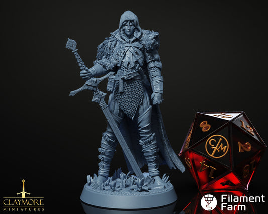 Astrid, Red Riding Hood - Barbarian/Fighter - The Crimson Howling - Highly Detailed Resin 8k 3D Printed Miniature