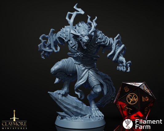 Werewolf Sorcerer - The Crimson Howling - Highly Detailed Resin 8k 3D Printed Miniature