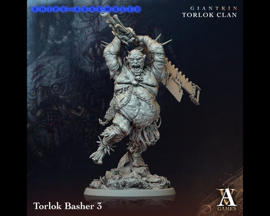 Torlock Basher 3 - Giant Kin, Torlock Clan- Highly Detailed Resin 8k 3D Printed Miniature