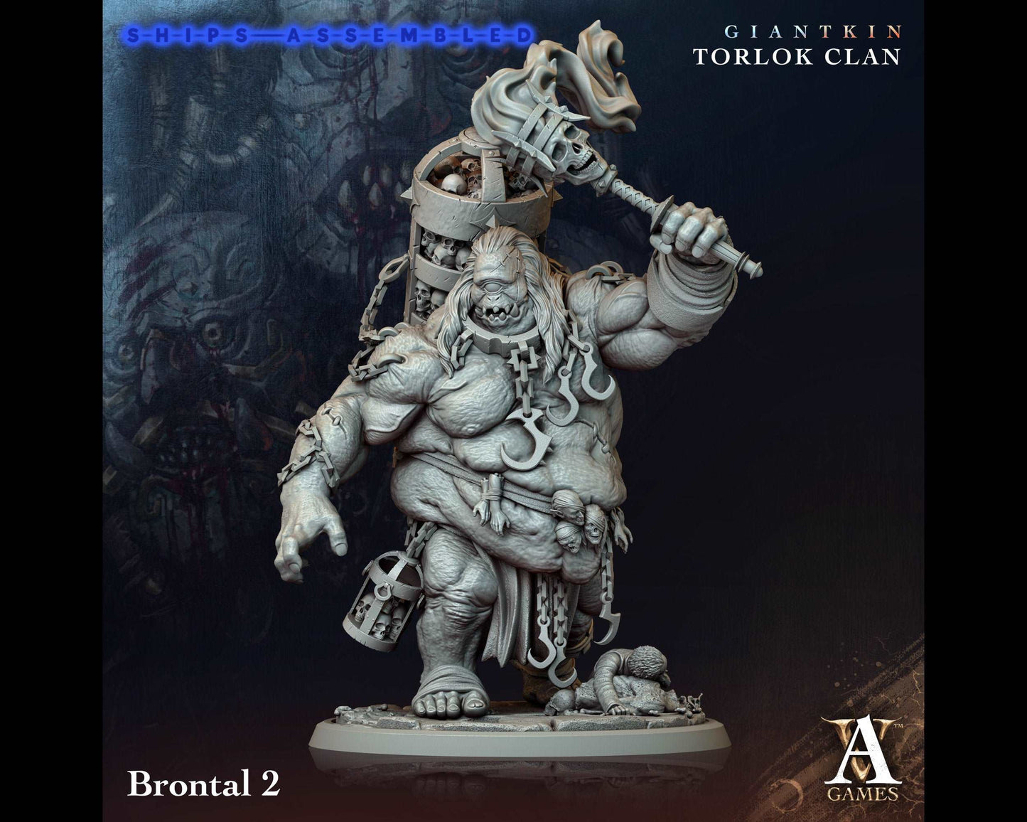 Brontal 2 - Giant Kin, Torlock Clan- Highly Detailed Resin 8k 3D Printed Miniature