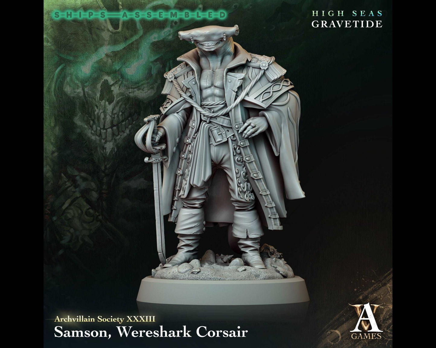 Samson, Wereshark Corsair - High Seas: Gravetide- Highly Detailed Resin 8k 3D Printed Miniature