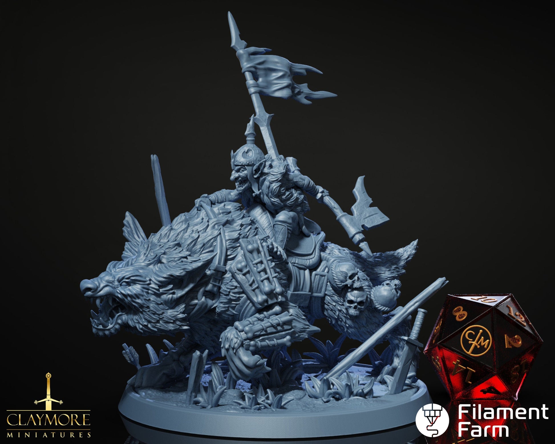 Goblin Worg Rider - Hordes at the Gates - Highly Detailed Resin 8k 3D Printed Miniature