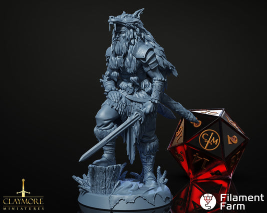 Fenrir Ironfang - Barbarian/Fighter - The Crimson Howling - Highly Detailed Resin 8k 3D Printed Miniature
