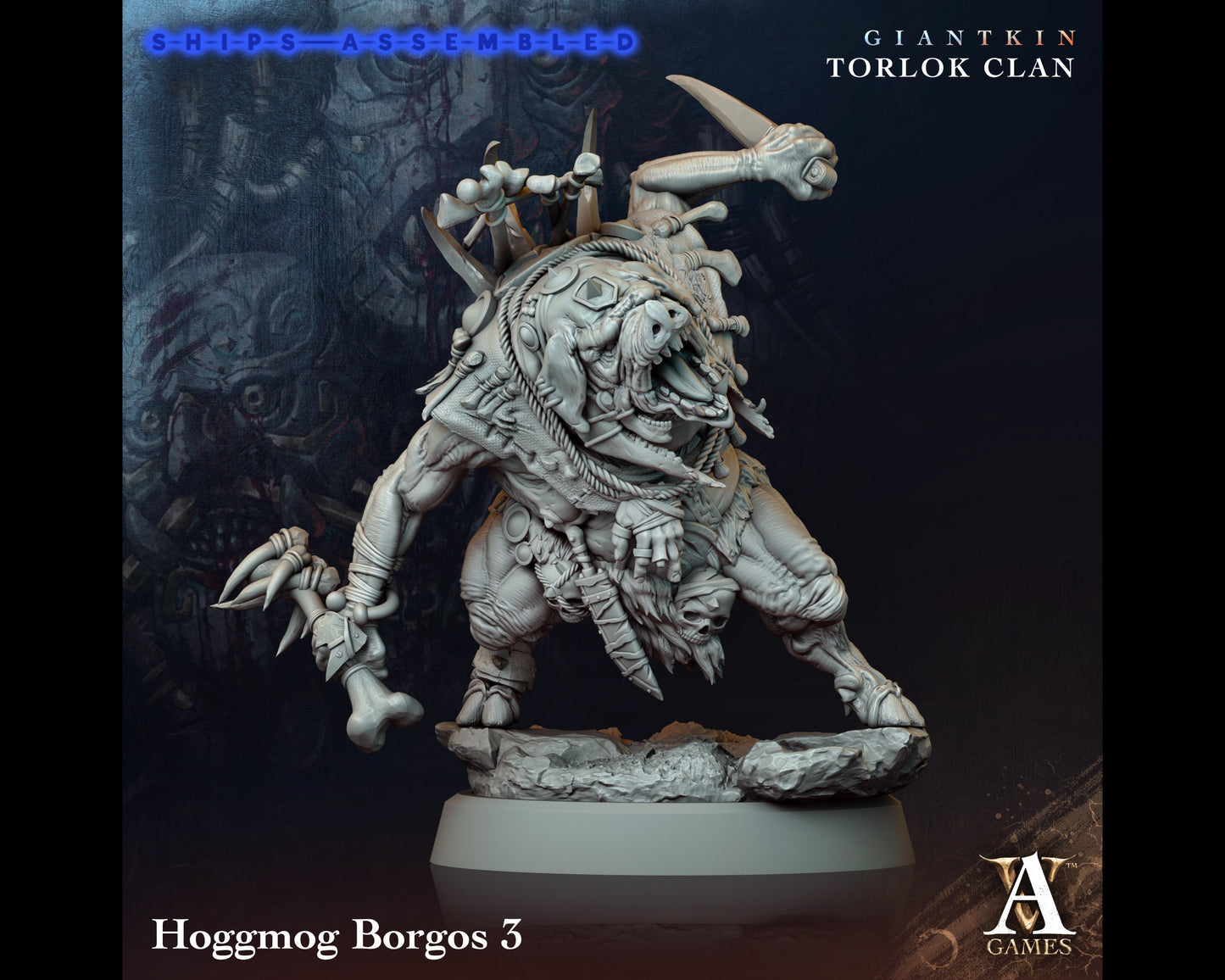 Hoggmog Borgos 3 - Giant Kin, Torlock Clan- Highly Detailed Resin 8k 3D Printed Miniature