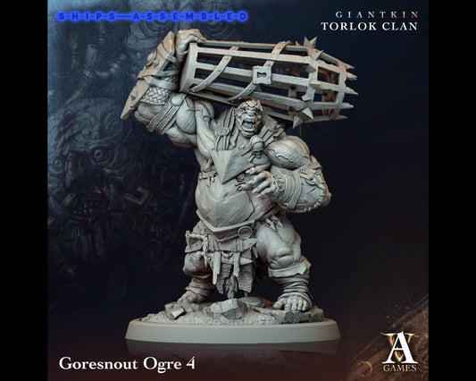 Goresnout Ogre 4 - Giant Kin, Torlock Clan- Highly Detailed Resin 8k 3D Printed Miniature