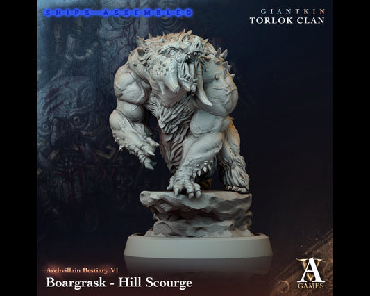 Boargrask, Hill Scourge - Giant Kin, Torlock Clan- Highly Detailed Resin 8k 3D Printed Miniature