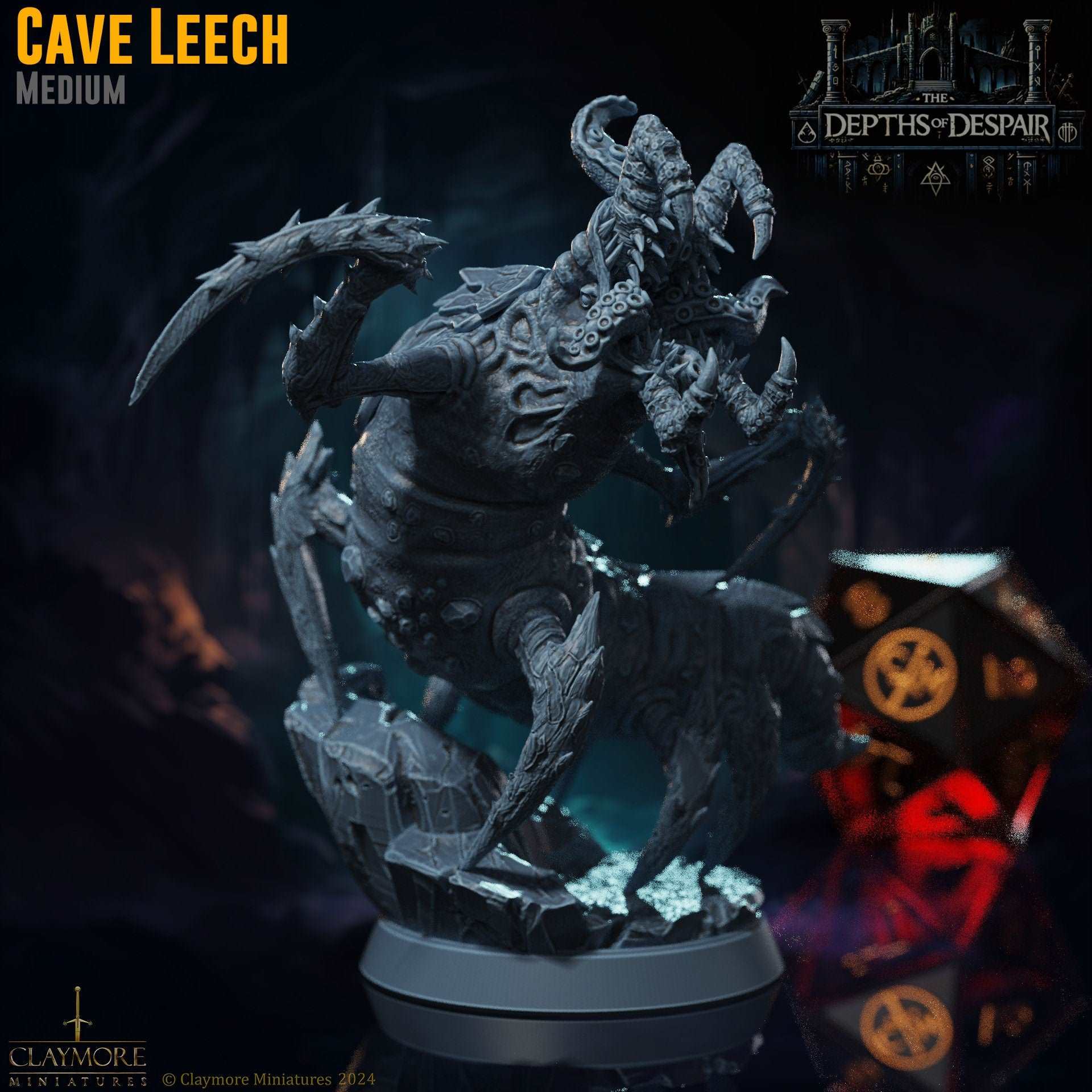 Cave Leech - Depths of Despair - Highly Detailed Resin 8k 3D Printed Miniature