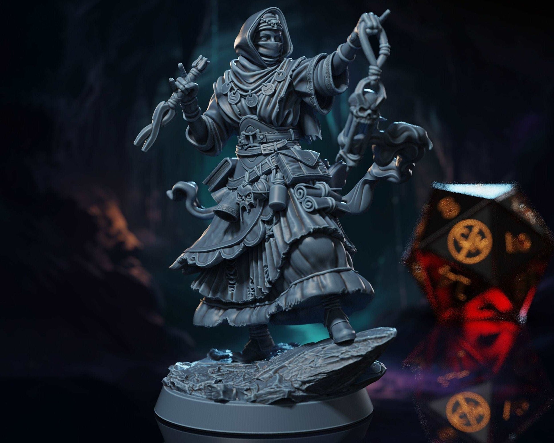 Elara, The Scholar - Humanoid Warlock/Wizard - Depths of Despair - Highly Detailed Resin 8k 3D Printed Miniature