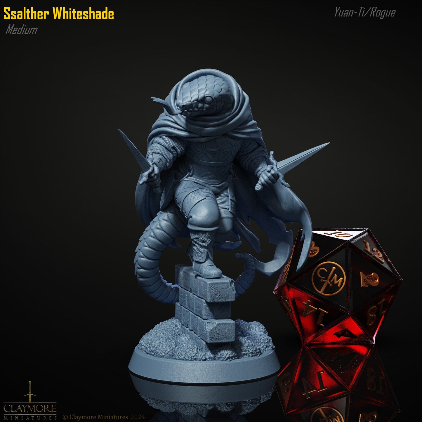 Ssalther Whiteshade - Lizardfolk Rogue - Heist at Dragon's Keep - Highly Detailed Resin 8k 3D Printed Miniature