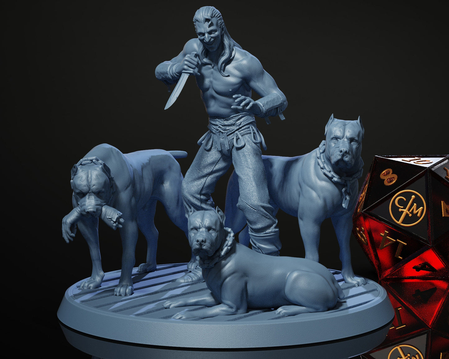 Whoreson II & His Dogs (Standing or Sitting) - Heist at Dragon's Keep - Highly Detailed Resin 8k 3D Printed Miniature