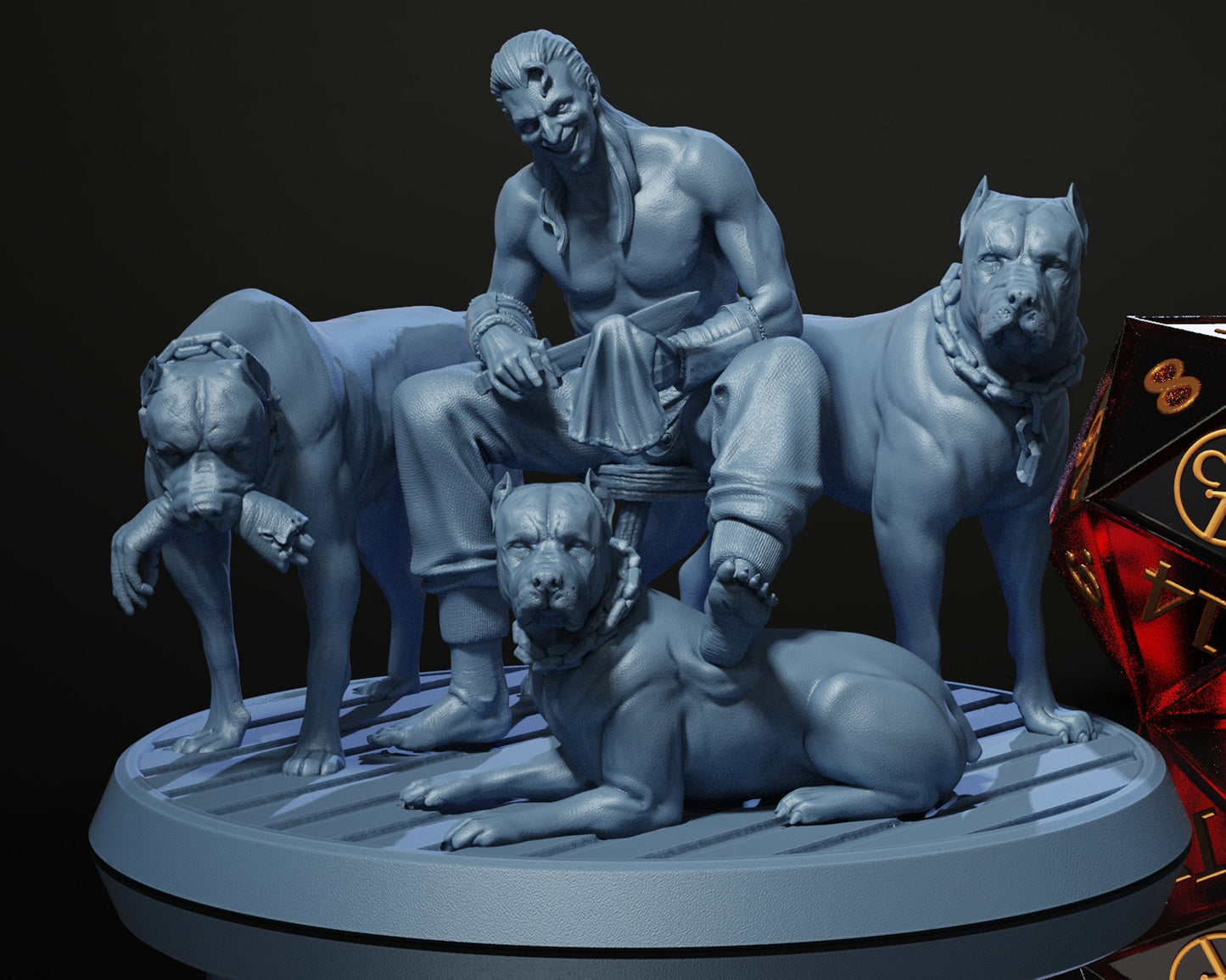 Whoreson II & His Dogs (Standing or Sitting) - Heist at Dragon's Keep - Highly Detailed Resin 8k 3D Printed Miniature