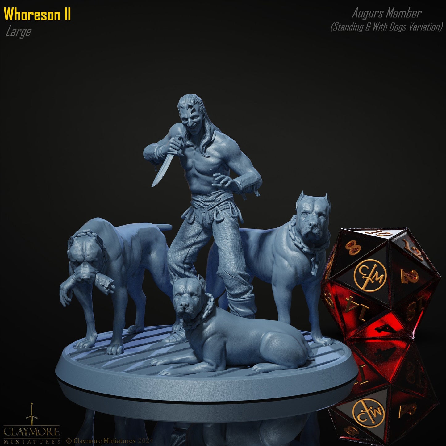 Whoreson II & His Dogs (Standing or Sitting) - Heist at Dragon's Keep - Highly Detailed Resin 8k 3D Printed Miniature