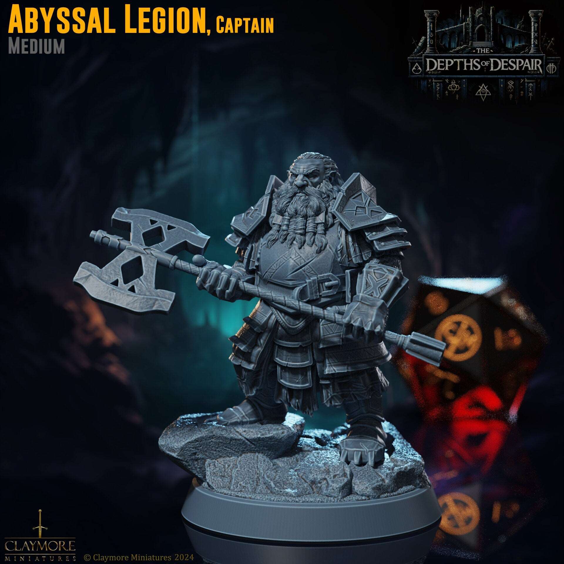 Abyss Legion Captain - Depths of Despair - Highly Detailed Resin 8k 3D Printed Miniature