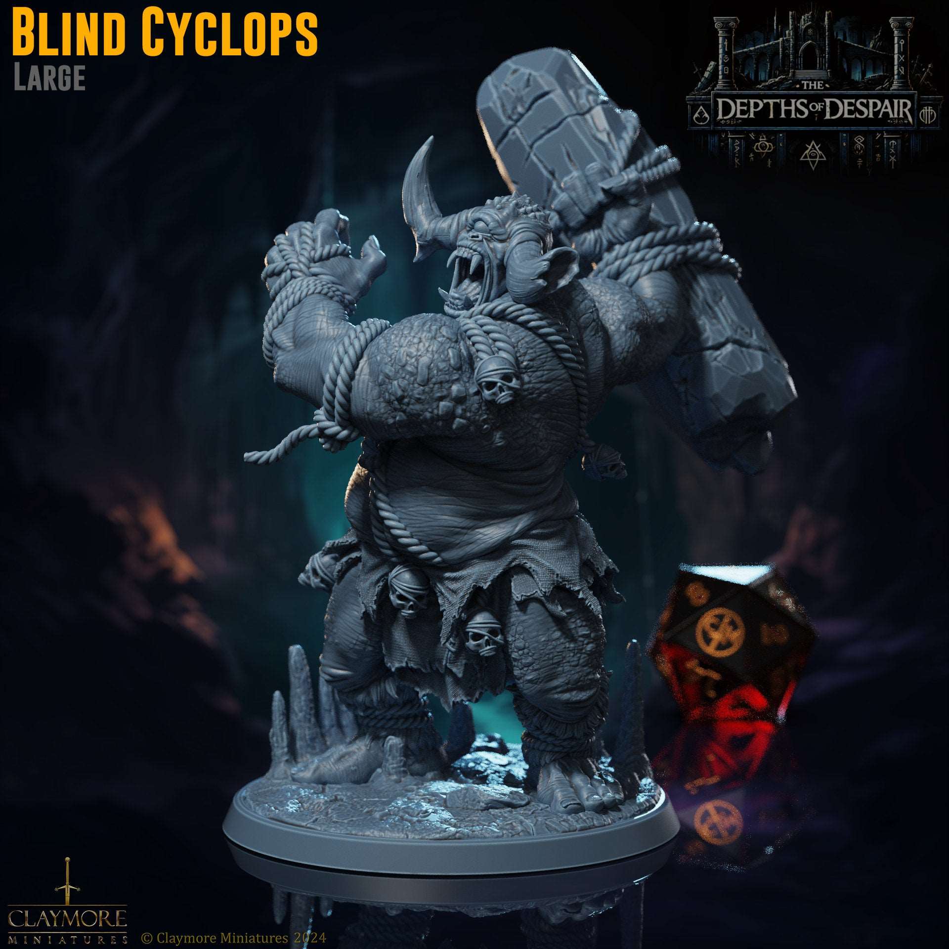 Blind Cyclops - Depths of Despair - Highly Detailed Resin 8k 3D Printed Miniature