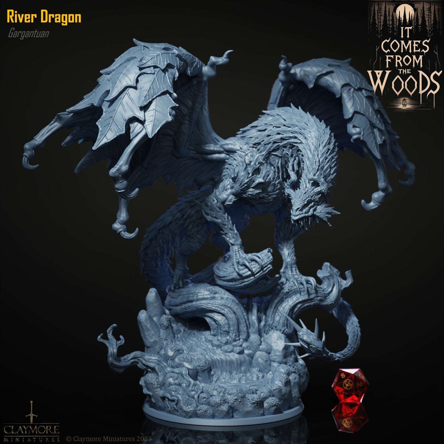 River Dragon - It Comes From The Woods - Highly Detailed Resin 8k 3D Printed Miniature