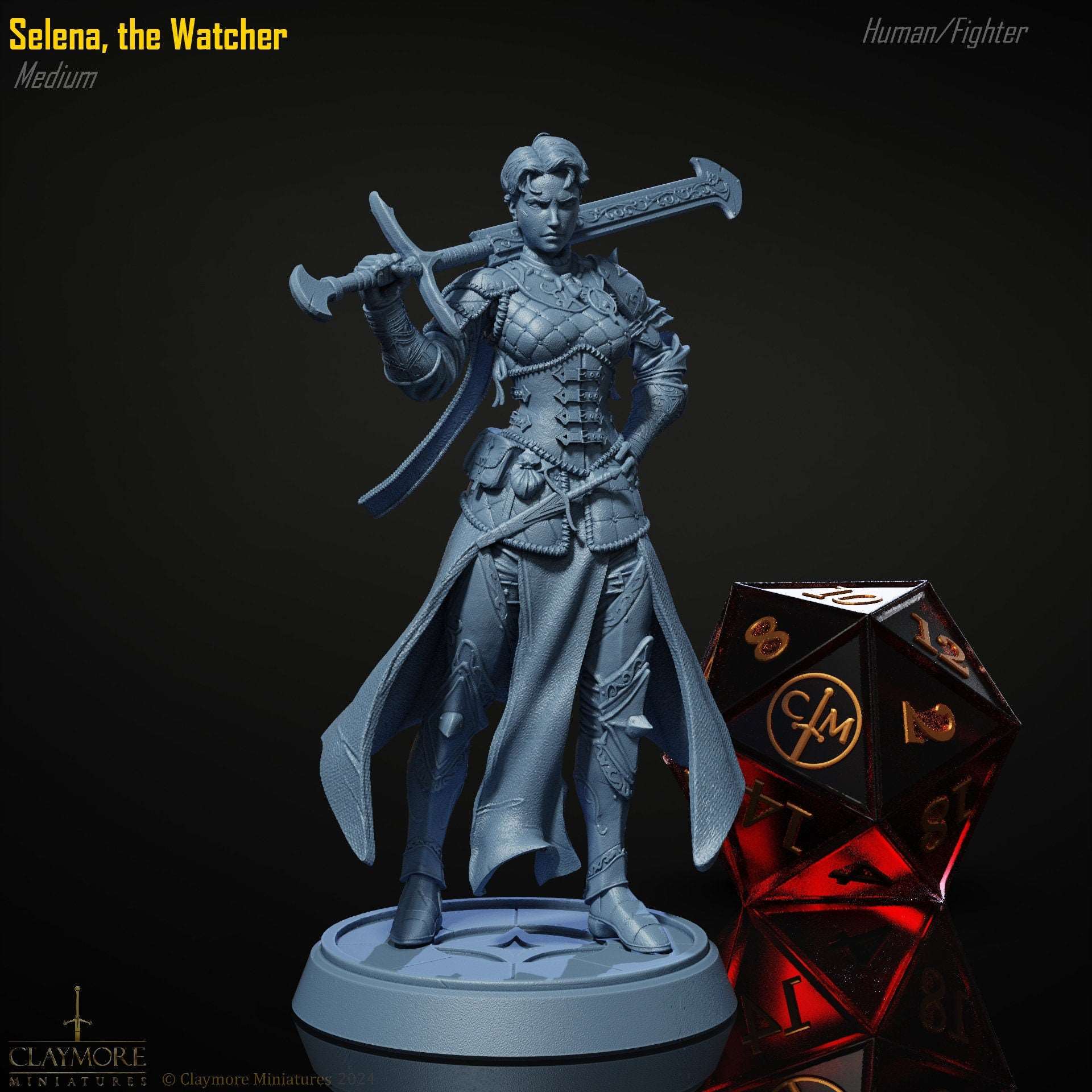 Selena, The Watcher - Human Fighter/Cleric - Heist at Dragon's Keep - Highly Detailed Resin 8k 3D Printed Miniature