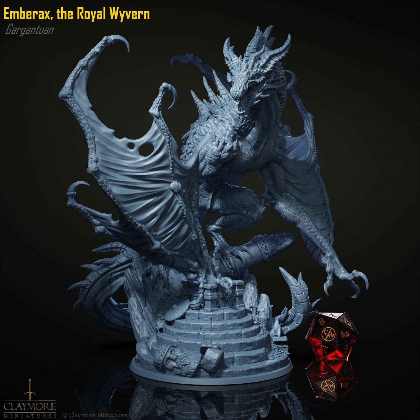 Emberax, The Royal Wyvern - Heist at Dragon's Keep - Highly Detailed Resin 8k 3D Printed Miniature