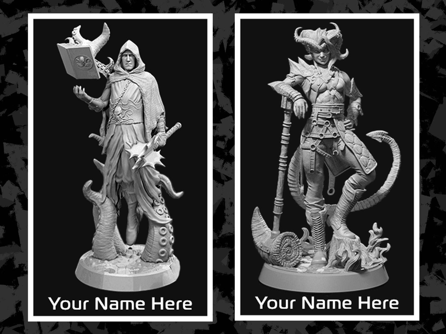 Customizable 3D Printed D&D Character Card | Personalized with Your PC Name | Choose From Hundreds of Characters