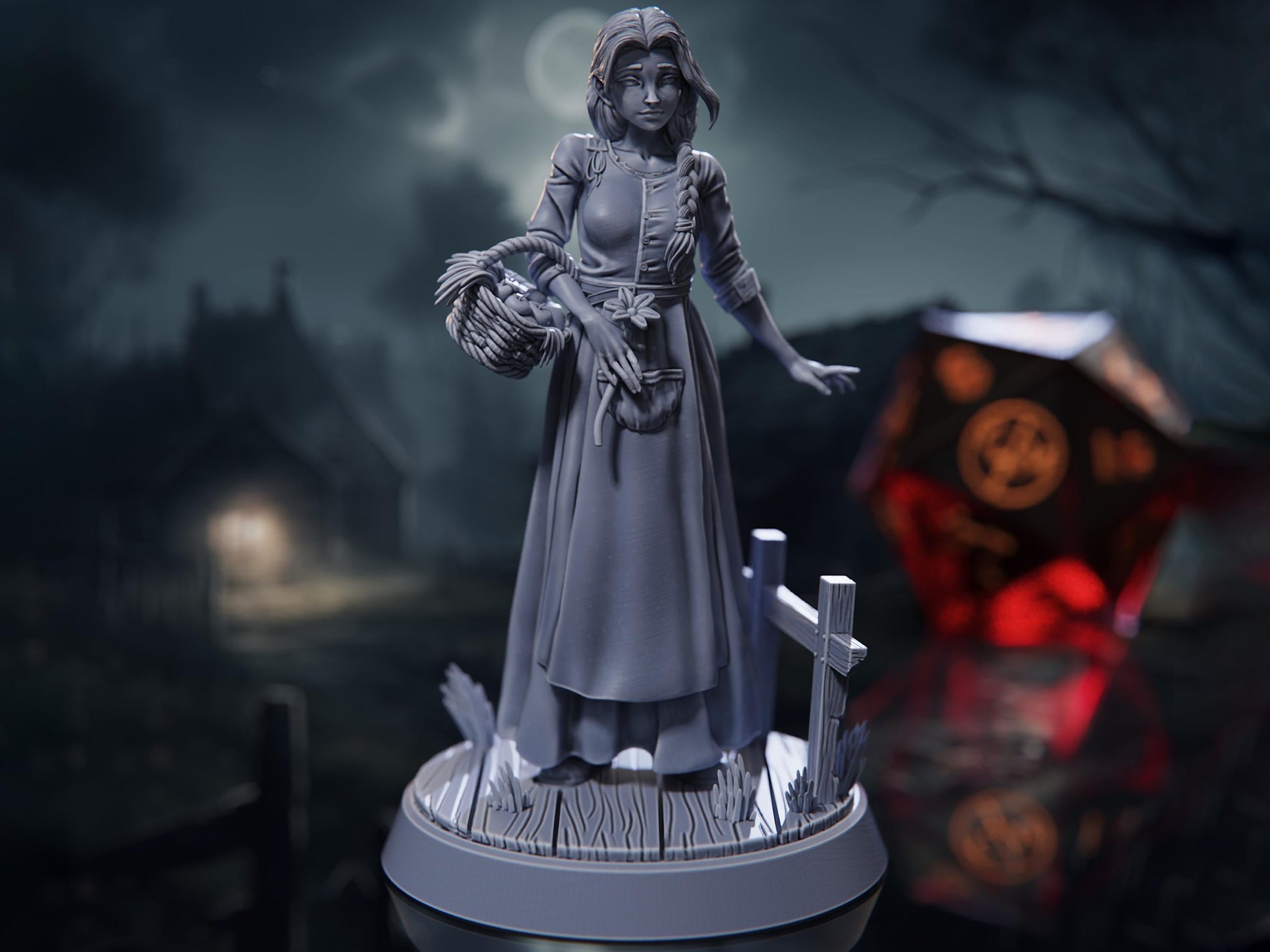 Anya, The Farm Girl - Human Female - Harvest of Dread - Highly Detailed Resin 8k 3D Printed Miniature