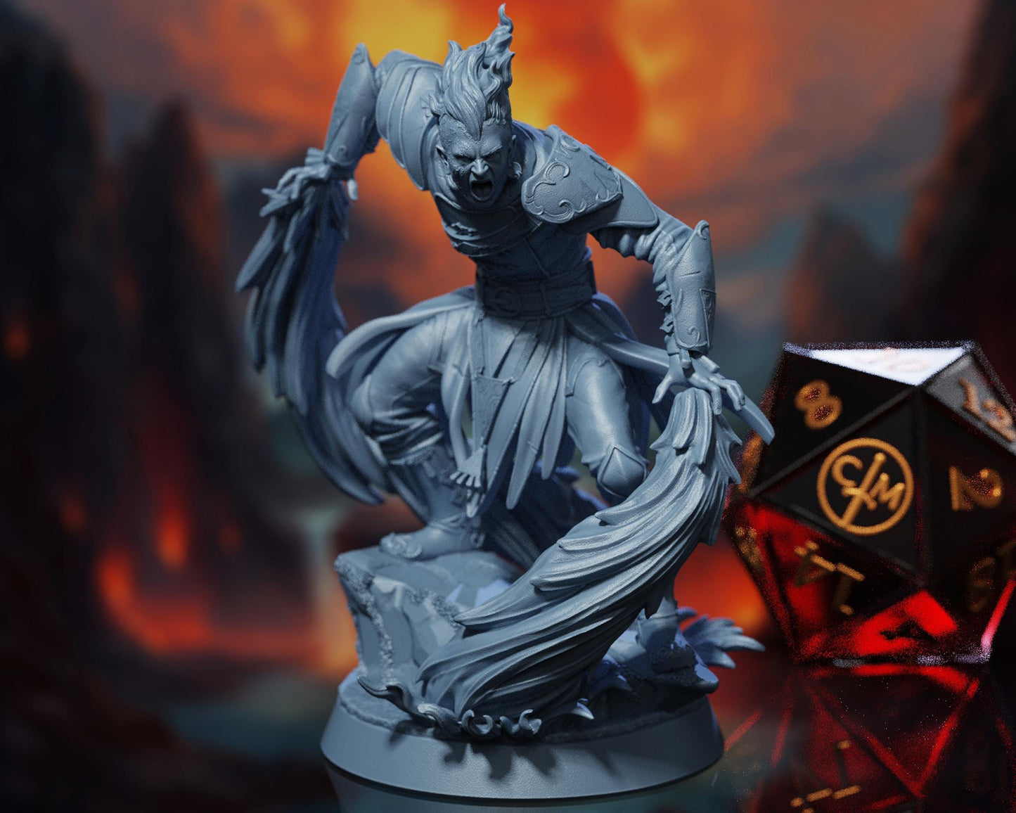 Zarpheer, The Marked - Genasi/Human Sorcerer/Wizard - Elemental Cataclysm - Highly Detailed Resin 8k 3D Printed Miniature