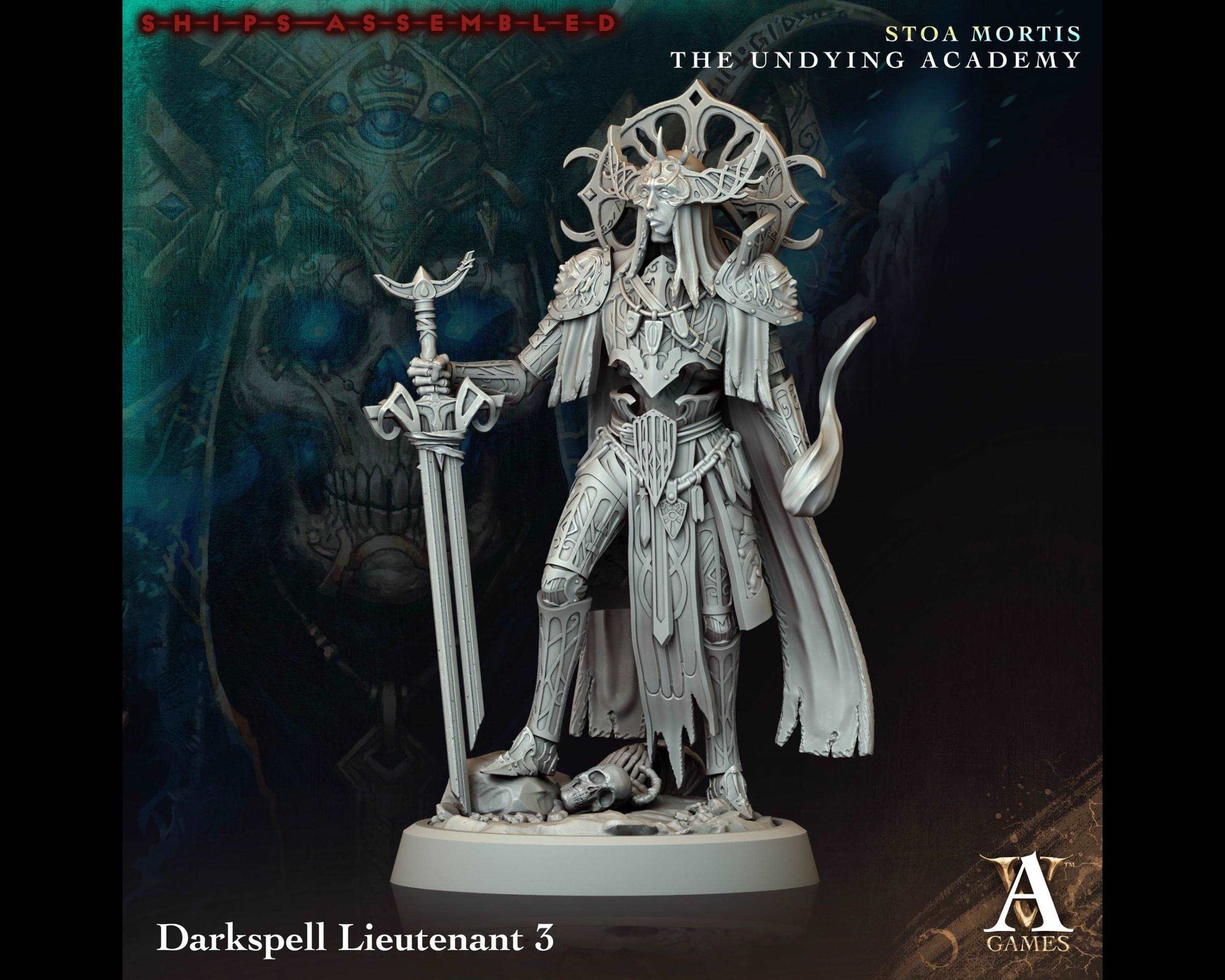 Darkspell Lieutenant 3 - The Undying Academy - Highly Detailed Resin 8k 3D Printed Miniature