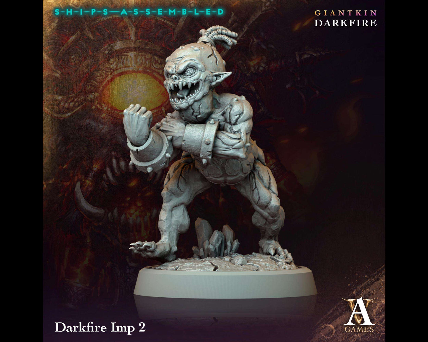 Darkfire Imp 2 - Giantkin, Darkfire - Highly Detailed Resin 8k 3D Printed Miniature