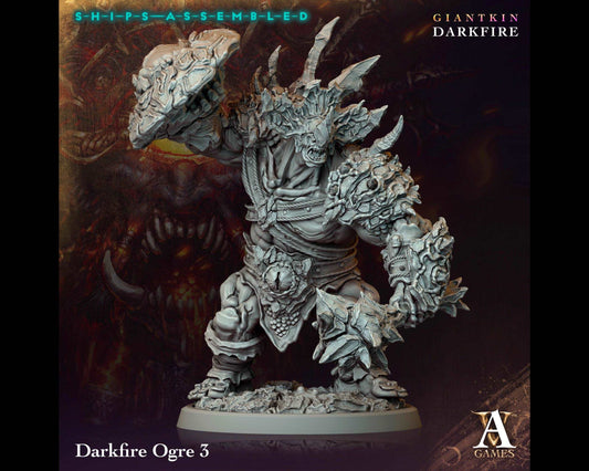 Darkfire Ogre 3 - Giantkin, Darkfire - Highly Detailed Resin 8k 3D Printed Miniature