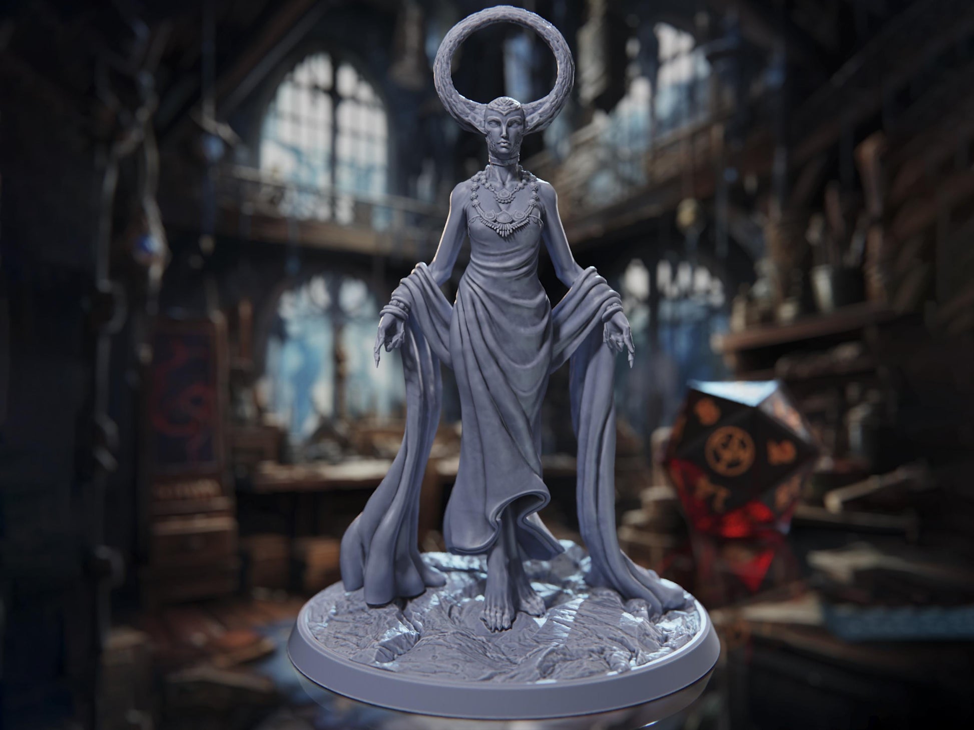 Forgotten Demigoddess of the Moon - Rossvalds Bestiary of the Unknown - Highly Detailed Resin 8k 3D Printed Miniature