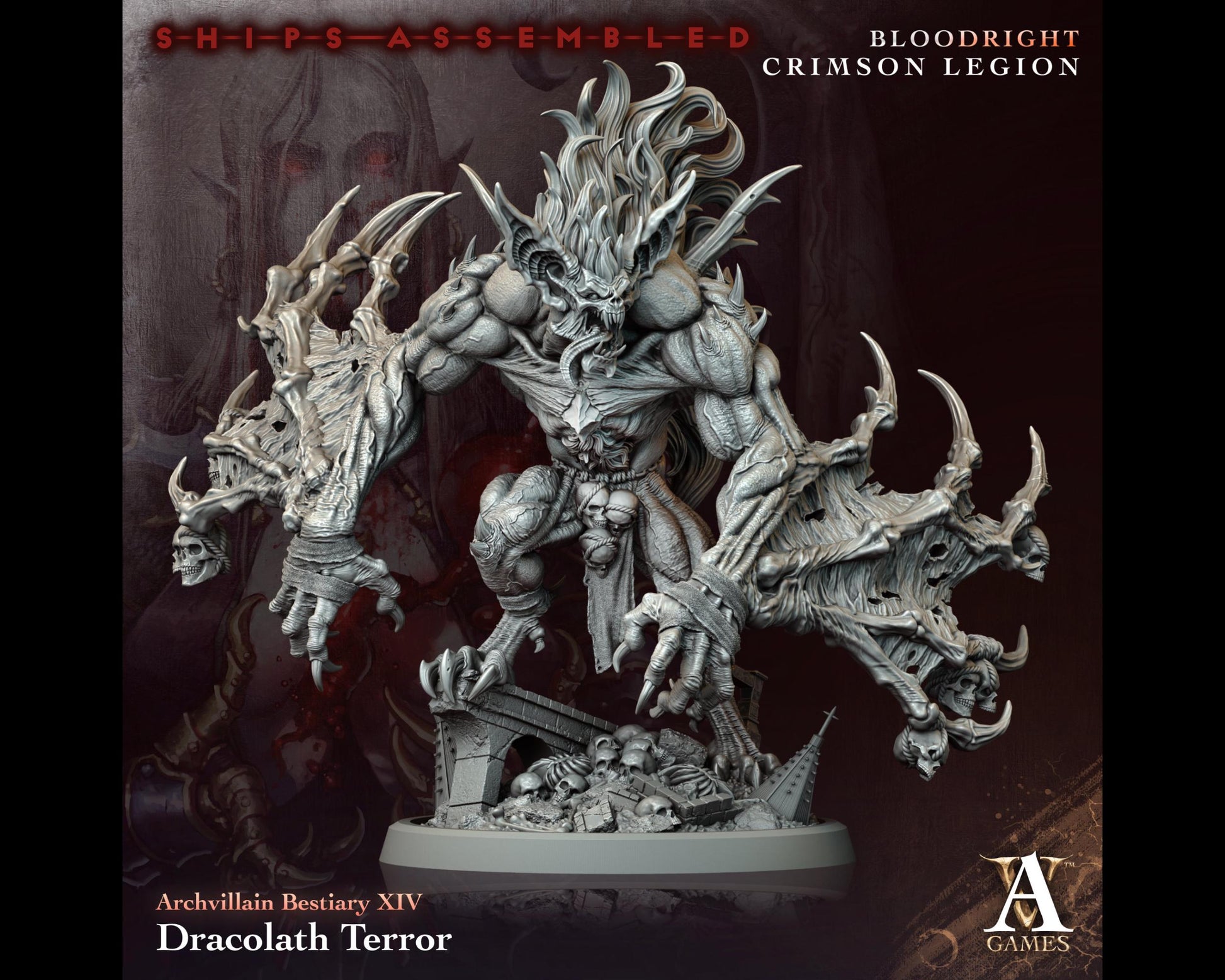 Dracolath Terror - Bloodright Crimson Legion - Highly Detailed Resin 8k 3D Printed Miniature