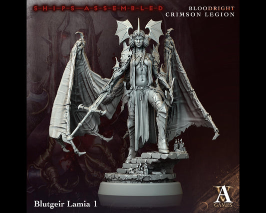 Blutgeir Lamia 1 - Bloodright Crimson Legion - Highly Detailed Resin 8k 3D Printed Miniature