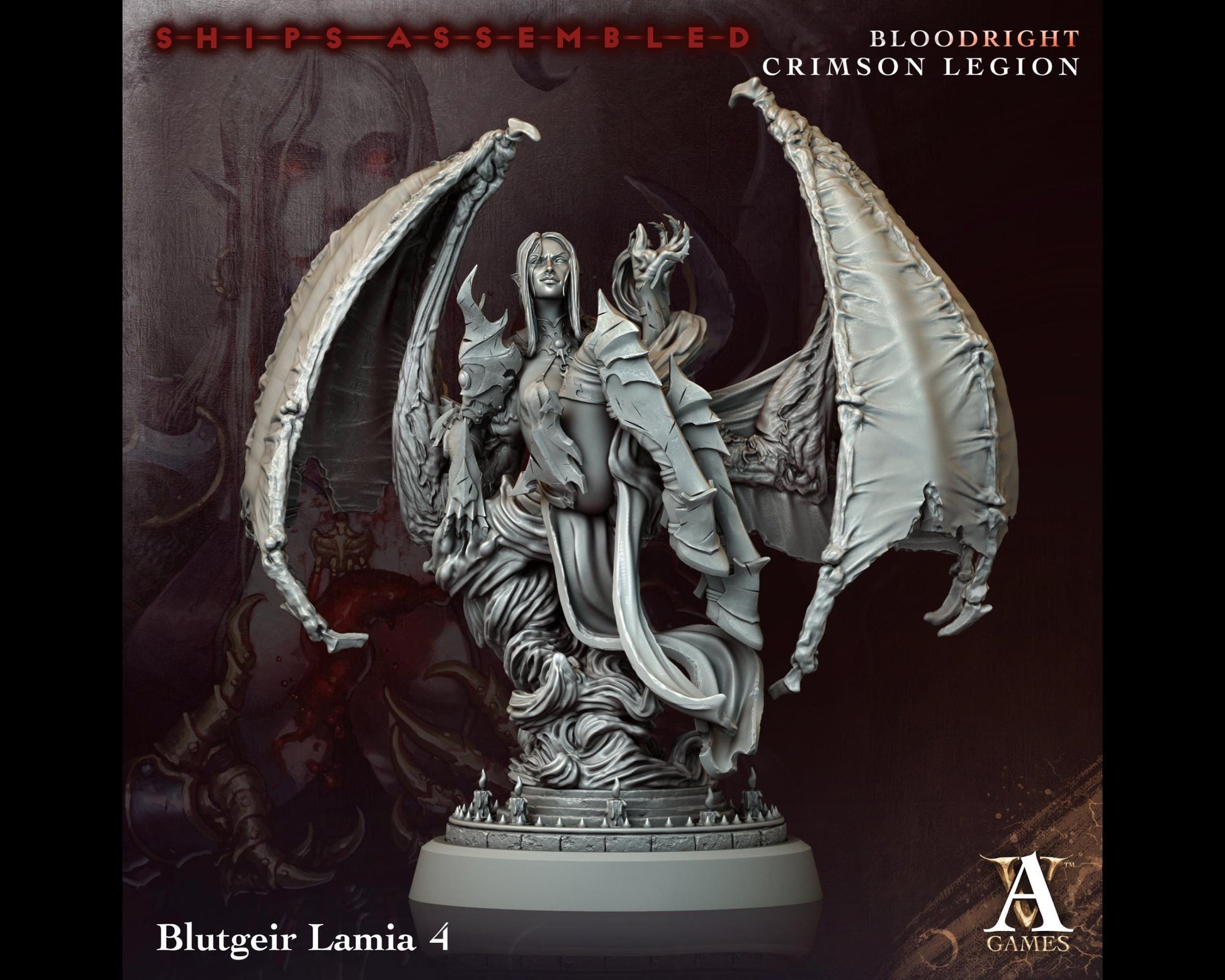 Blutgeir Lamia 4 - Bloodright Crimson Legion - Highly Detailed Resin 8k 3D Printed Miniature