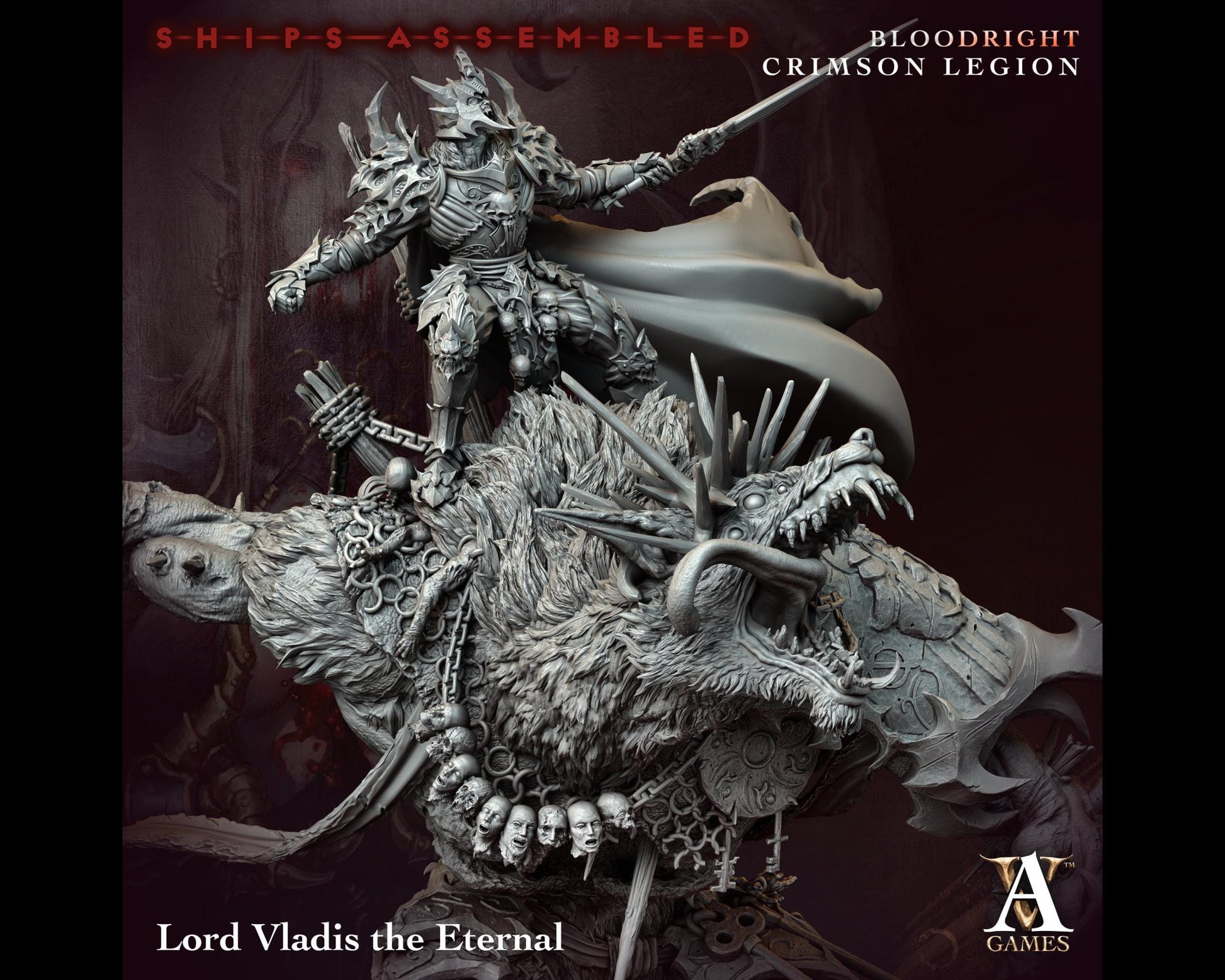 Lord Vladis, The Eternal - Bloodright Crimson Legion - Highly Detailed Resin 8k 3D Printed Miniature