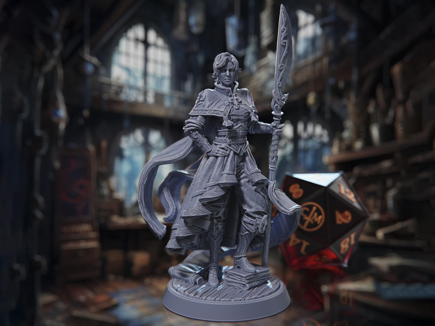 Meredith Astra - Human Fighter/Wizard/Cleric - Rossvalds Bestiary of the Unknown - Highly Detailed Resin 8k 3D Printed Miniature