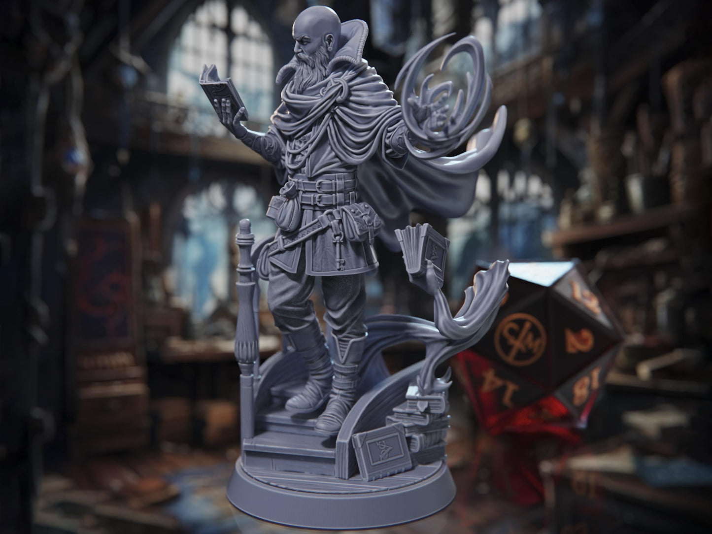 Rossvald, The Scholar - Human Wizard - Rossvalds Bestiary of the Unknown - Highly Detailed Resin 8k 3D Printed Miniature