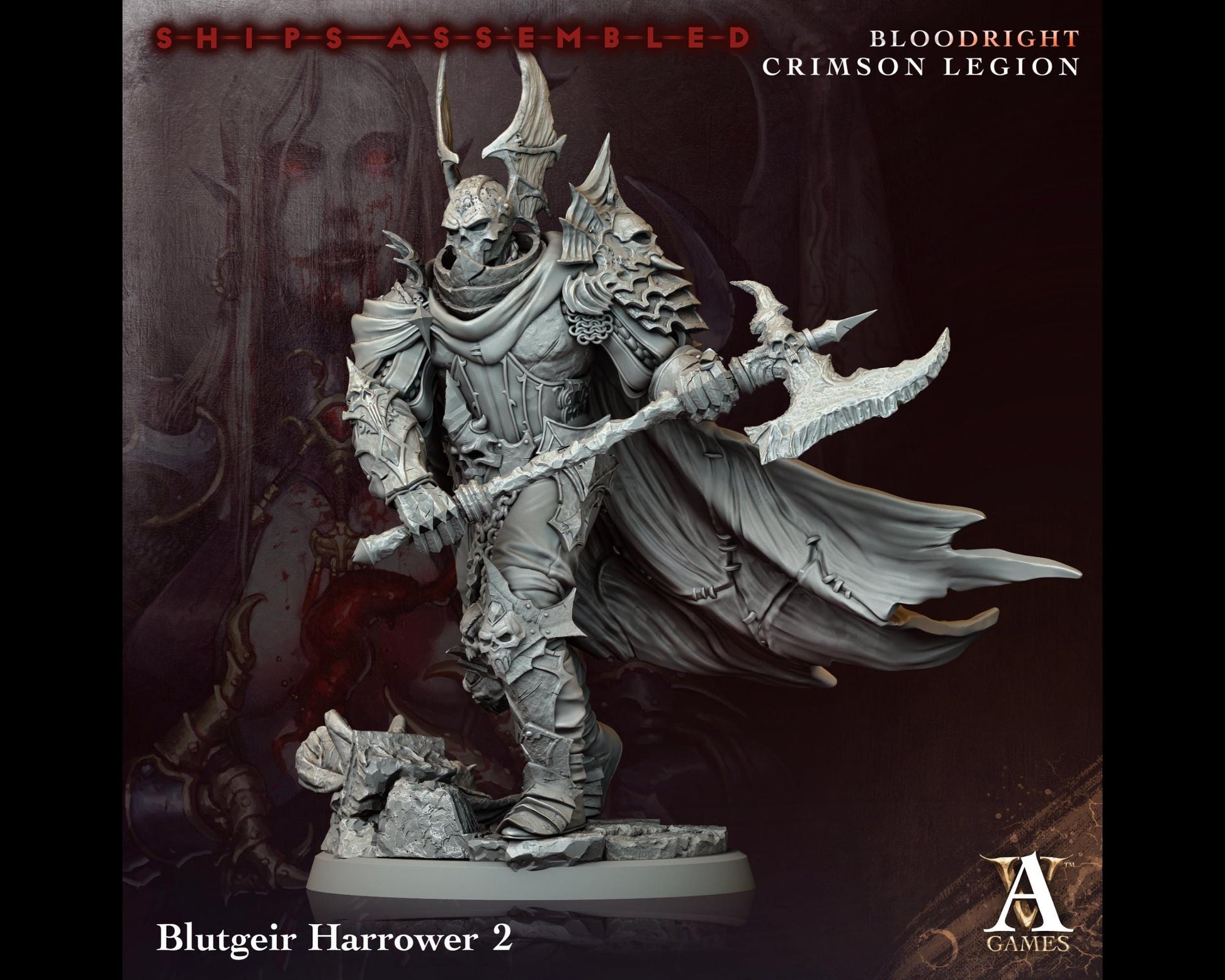 Blutgeir Harrower 2 - Bloodright Crimson Legion - Highly Detailed Resin 8k 3D Printed Miniature