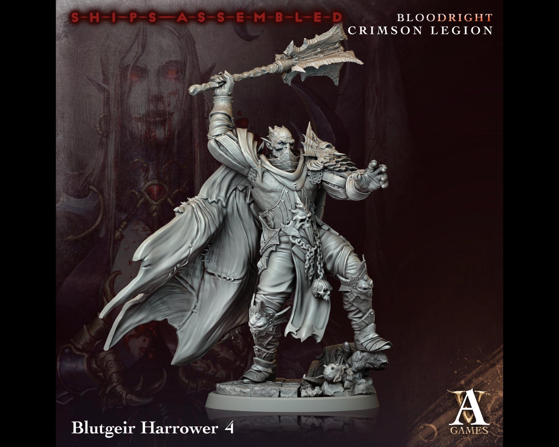 Blutgeir Harrower 4 - Bloodright Crimson Legion - Highly Detailed Resin 8k 3D Printed Miniature