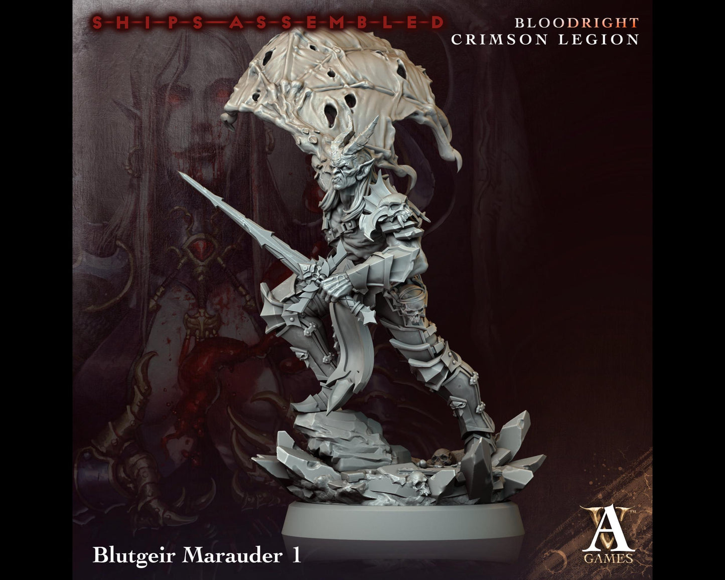 Blutgeir Marauder 1 - Bloodright Crimson Legion - Highly Detailed Resin 8k 3D Printed Miniature