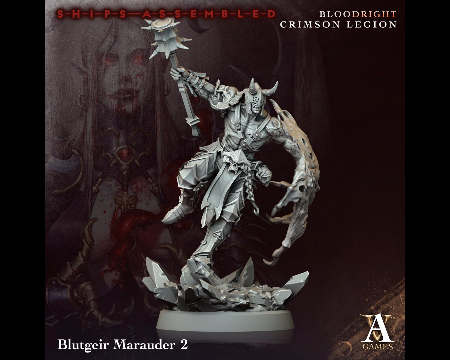 Blutgeir Marauder 2 - Bloodright Crimson Legion - Highly Detailed Resin 8k 3D Printed Miniature