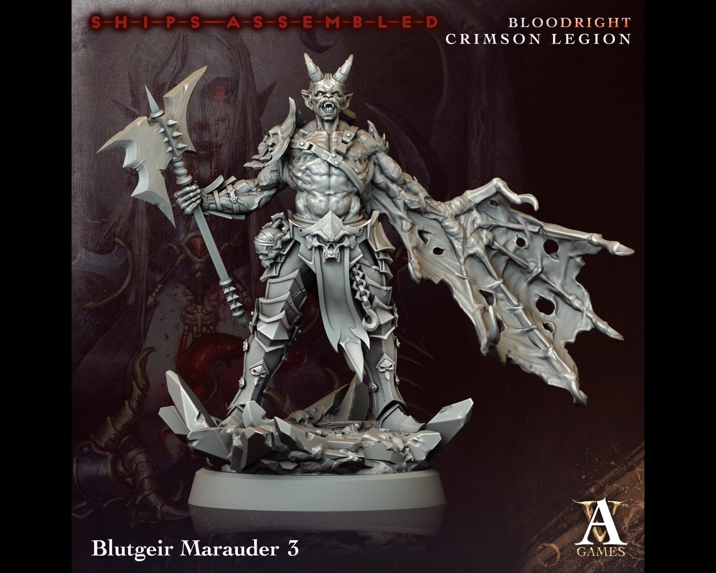 Blutgeir Marauder 3 - Bloodright Crimson Legion - Highly Detailed Resin 8k 3D Printed Miniature