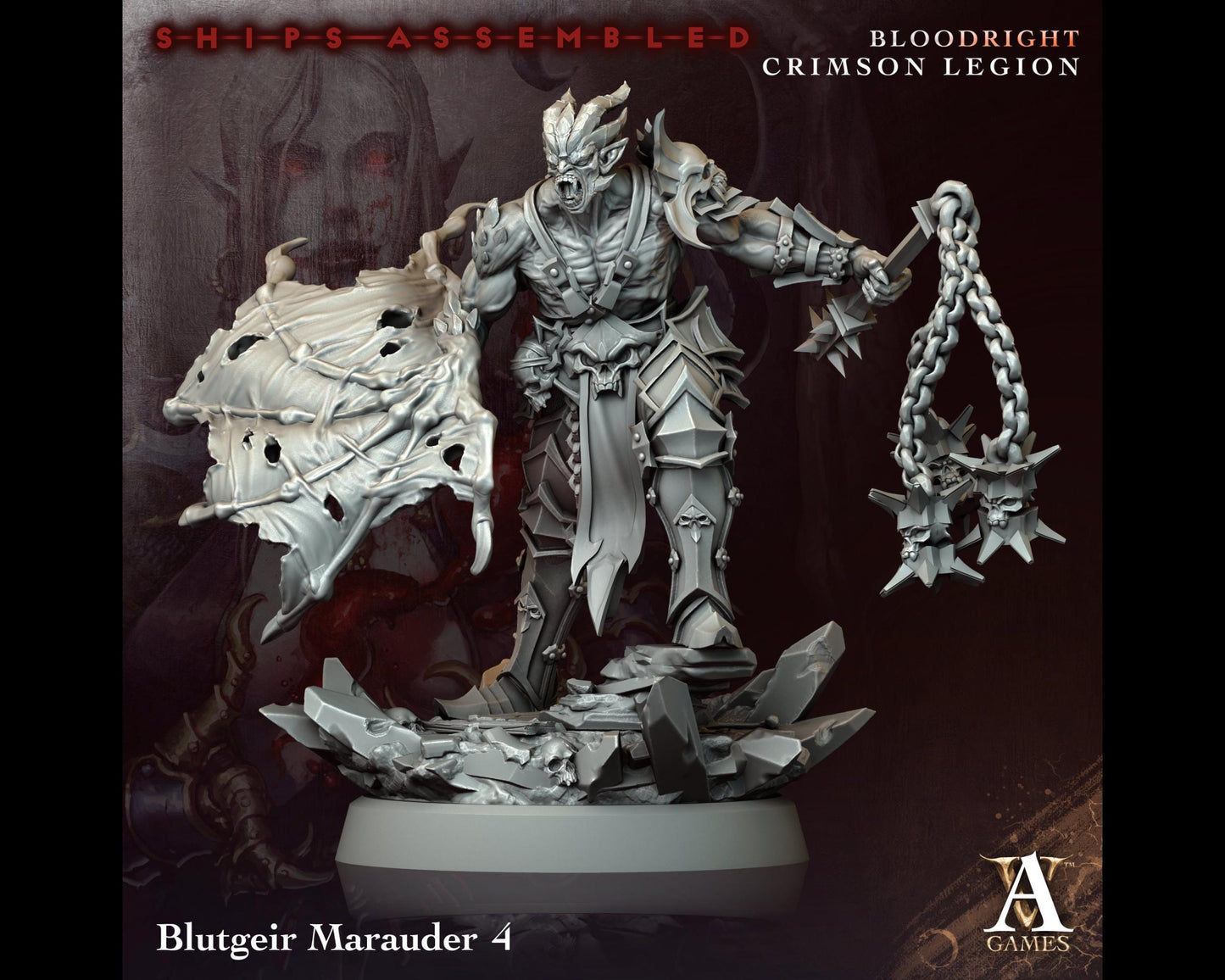 Blutgeir Marauder 4 - Bloodright Crimson Legion - Highly Detailed Resin 8k 3D Printed Miniature