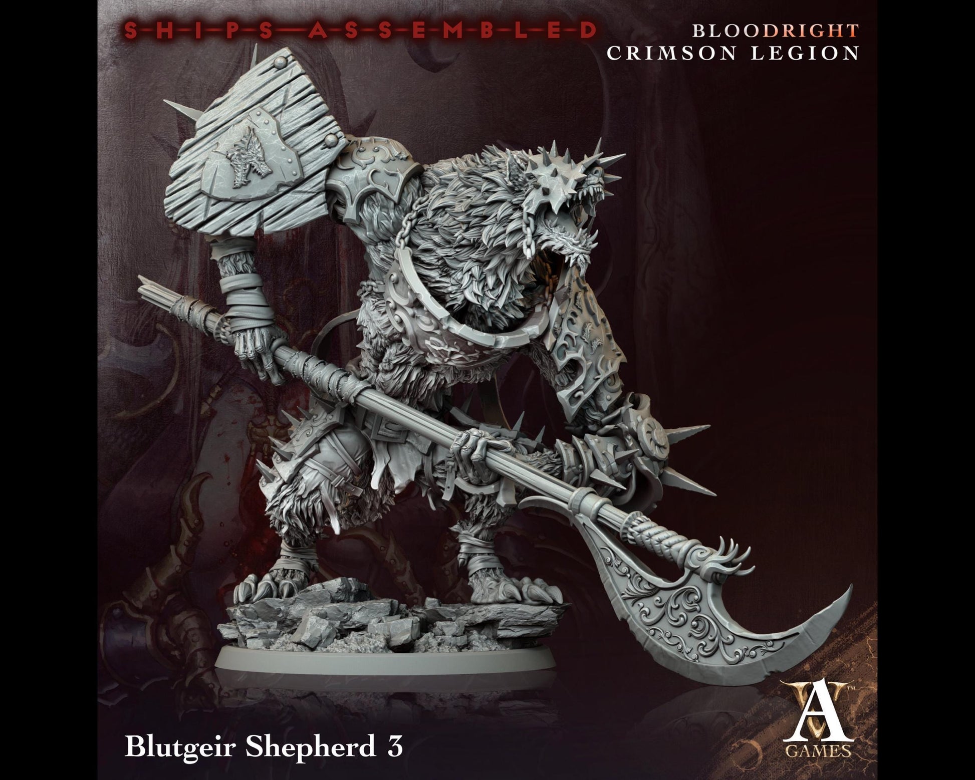 Blutgeir Shepherd 3 - Bloodright Crimson Legion - Highly Detailed Resin 8k 3D Printed Miniature