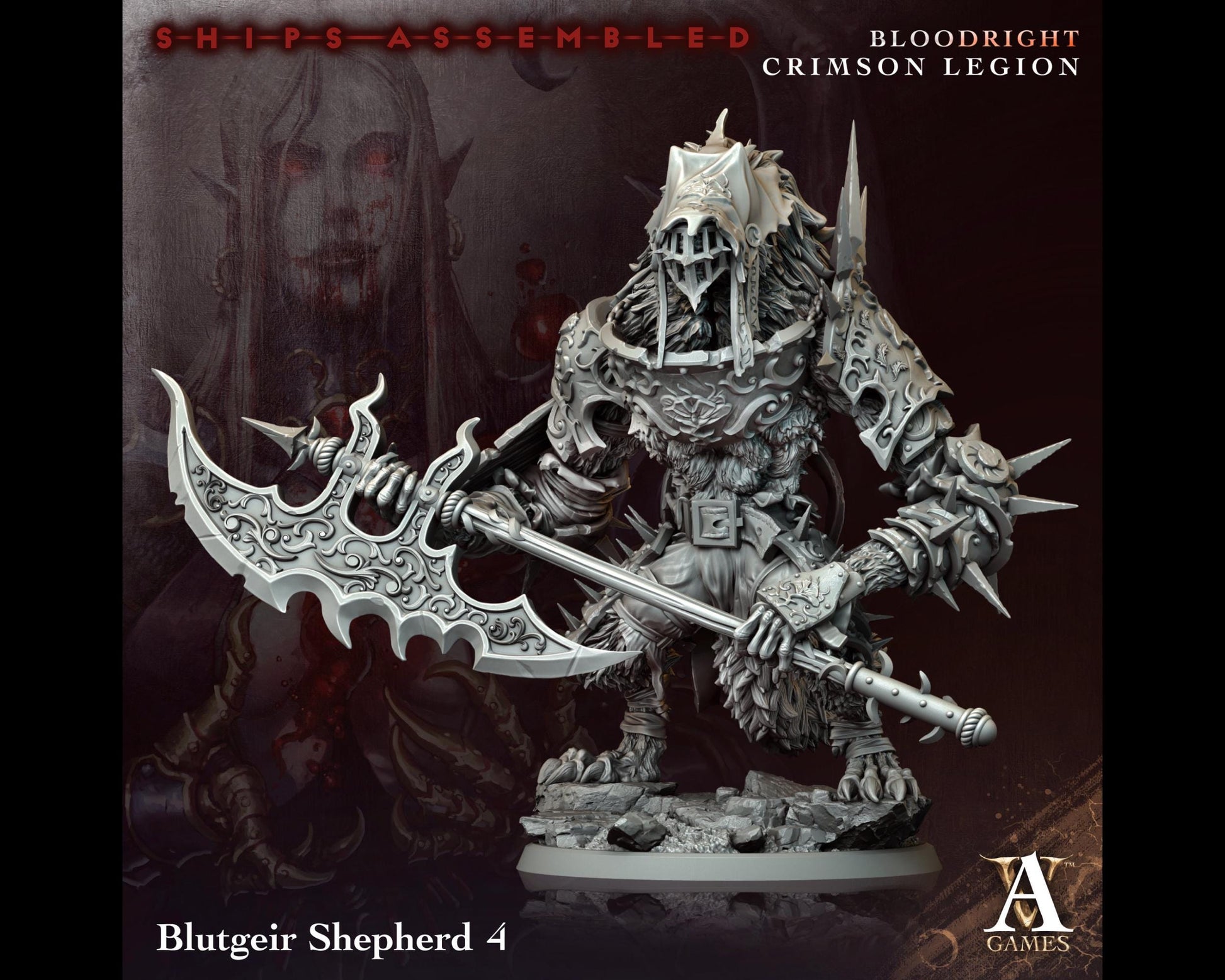 Blutgeir Shepherd 4 - Bloodright Crimson Legion - Highly Detailed Resin 8k 3D Printed Miniature