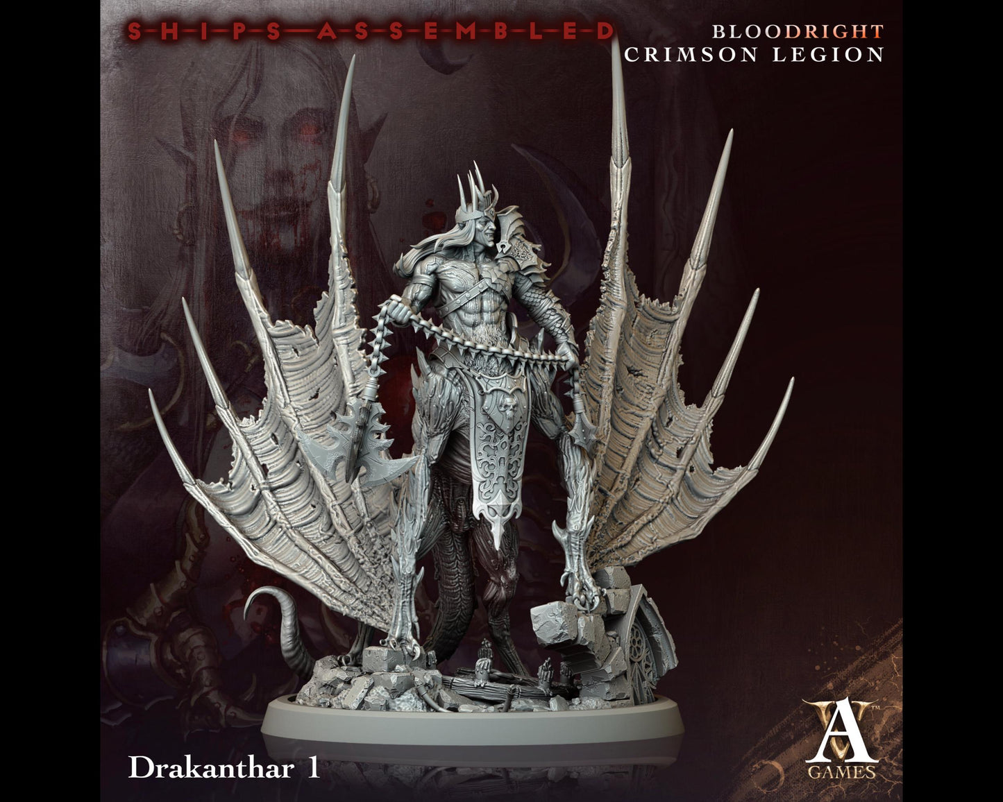 Drakanthar 1 - Bloodright Crimson Legion - Highly Detailed Resin 8k 3D Printed Miniature