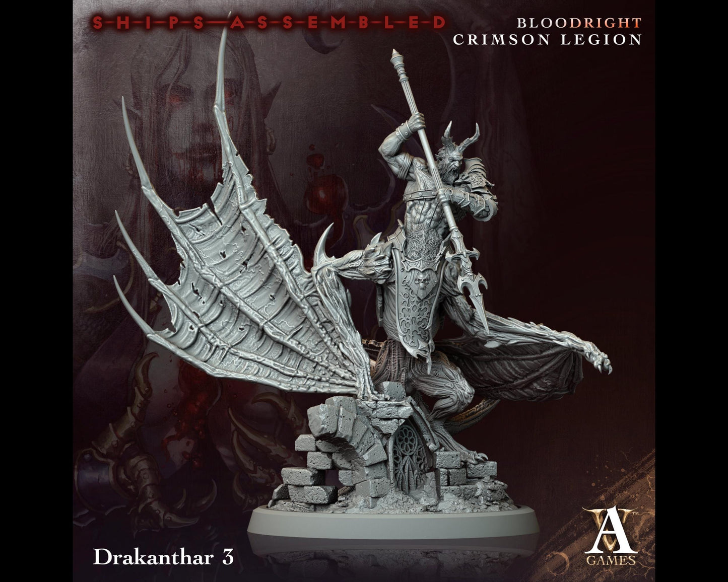 Drakanthar 3 - Bloodright Crimson Legion - Highly Detailed Resin 8k 3D Printed Miniature