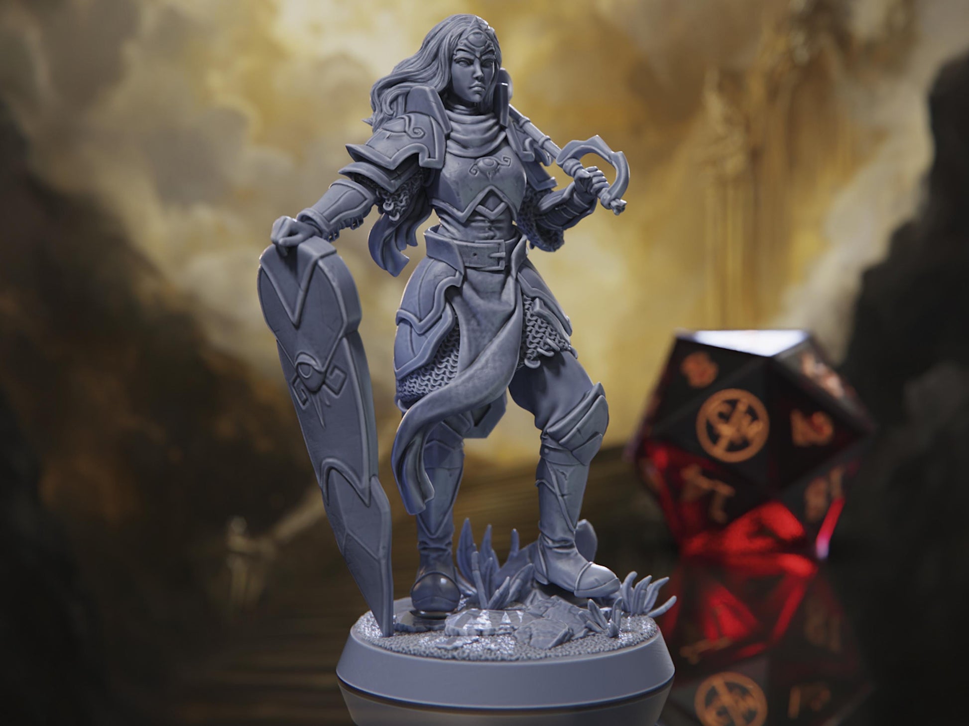 The Protector - Human Cleric/Paladin - Trial of Souls - Highly Detailed Resin 8k 3D Printed Miniature